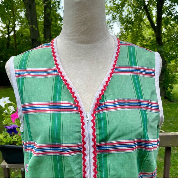 Vintage 70s Komar Zip Front House Dress Robe Sz Medium Pockets House Coat - Picture 4 of 11